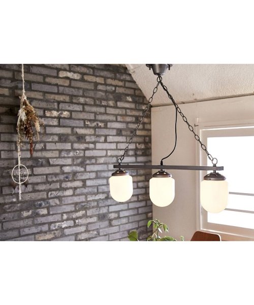 COARSE MILK GLASS LAMP 3 BULB PENDANT LAMP （電球あり）