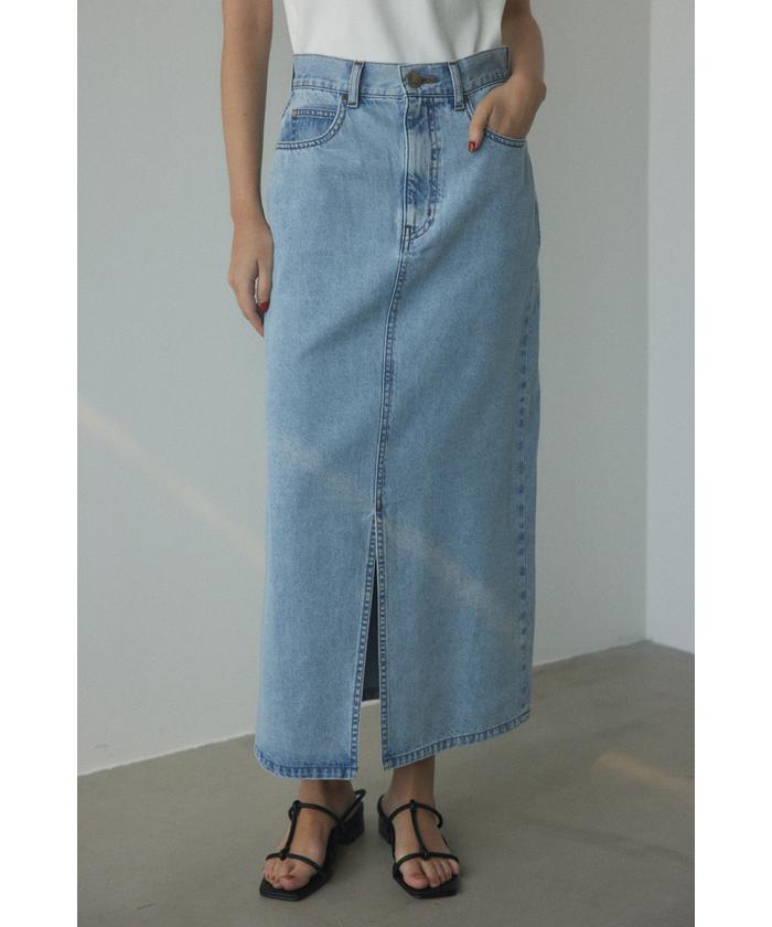 ブラックバイマウジー/long slit denim skirt