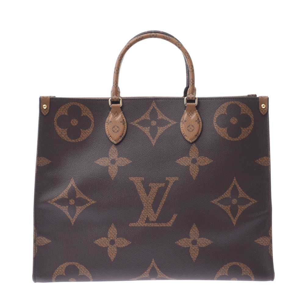 LOUIS VUITTON ルイヴィトン ジャイアントモノグラム オンザゴーGM ブラウン M44576 ユニセックス モノグラムリバースキャンバス トートバッグ 新同 中古 