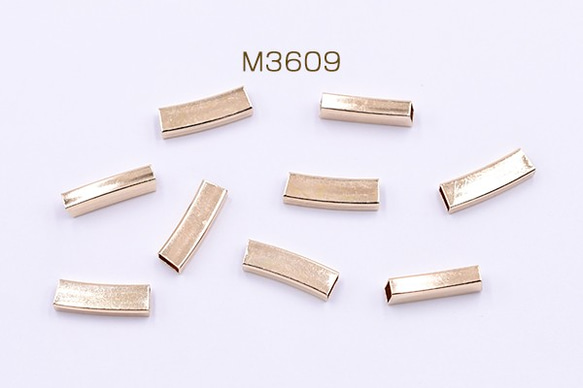 M3609 60個 メタルパイプ 曲パイプ 四角 4×6×20mm デザインパイプ ゴールド3×【20ヶ】