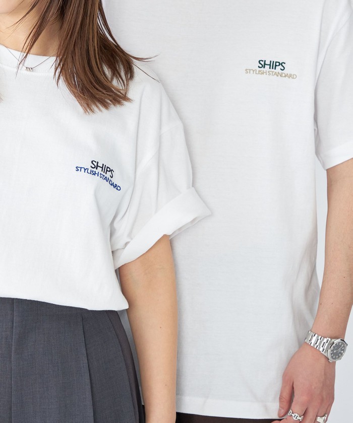 シップス　メン/*SHIPS: STYLISH STANDARD ロゴ 刺繍 Tシャツ