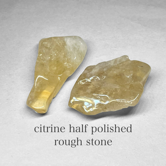 citrine half polished rough stone / シトリンハーフポリッシュ原石3( 2個セット )