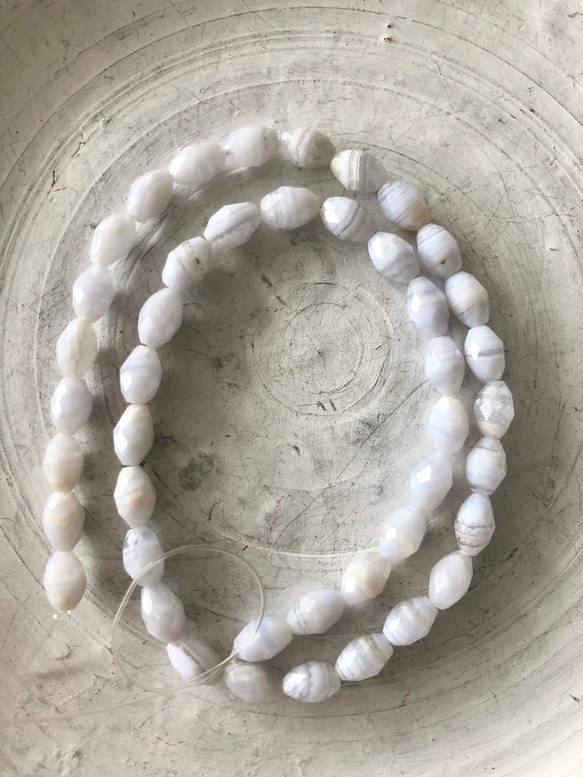 【値下げ】Blue lace agate oval cut beads 1連