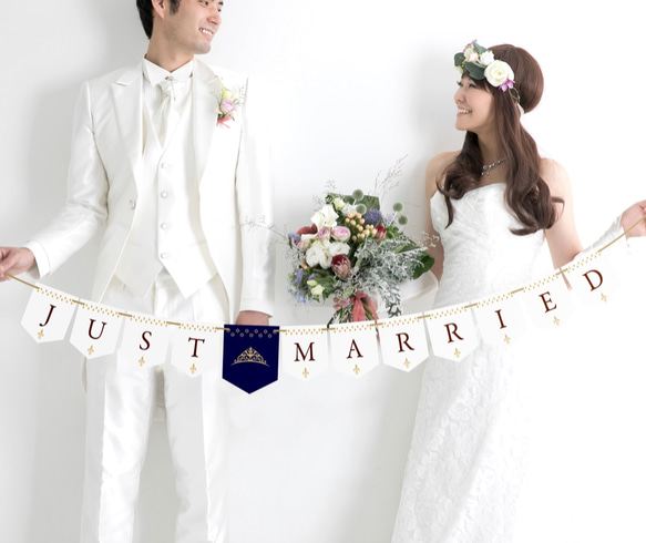 【Luxe】ウェディング ガーランド JUST MARRIED & 2種類追加可能 ★シンプル★