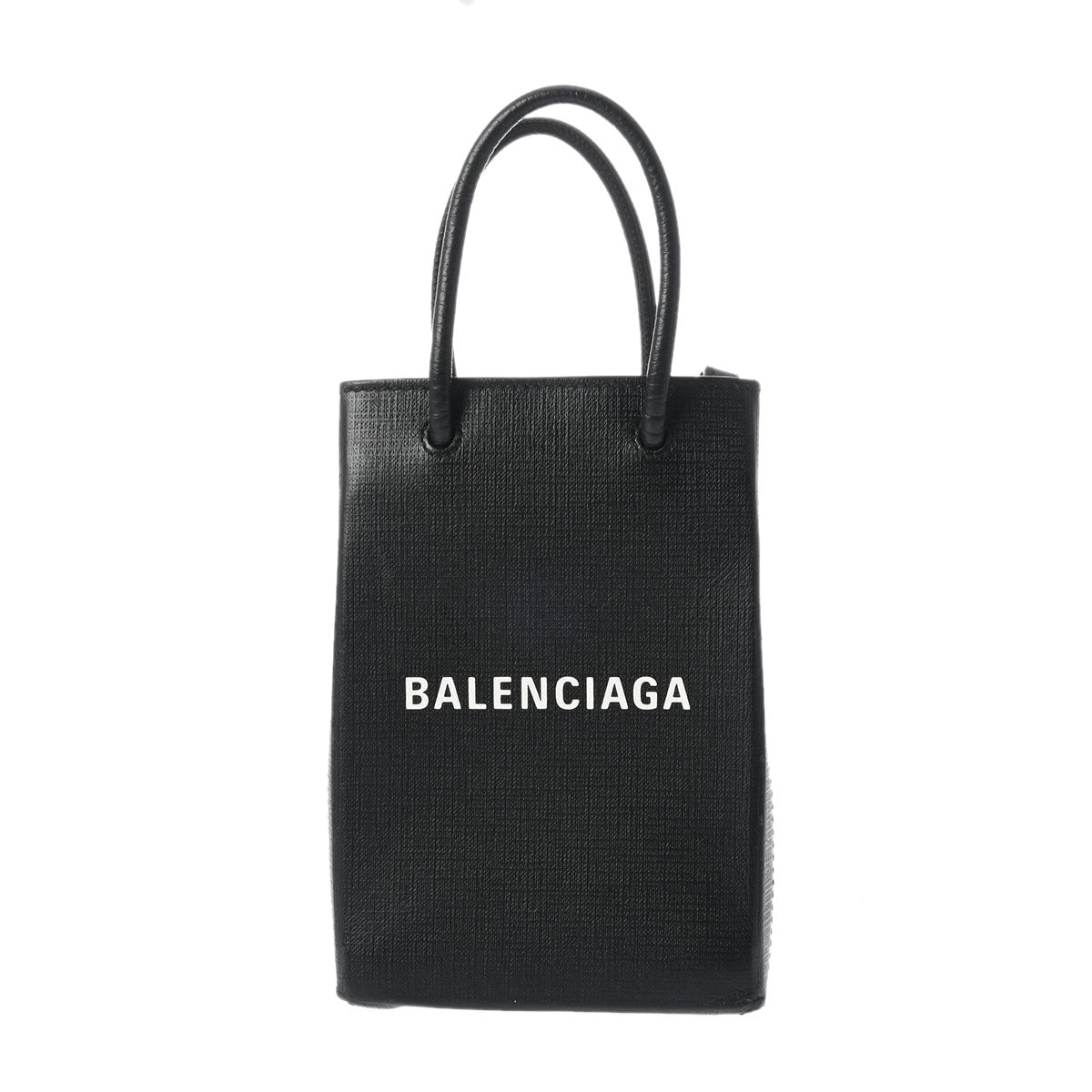 BALENCIAGA バレンシアガ ショッピングフォンホルダー 黒 シルバー金具 593826 レディース レザー ショルダーバッグ Bランク 中古 