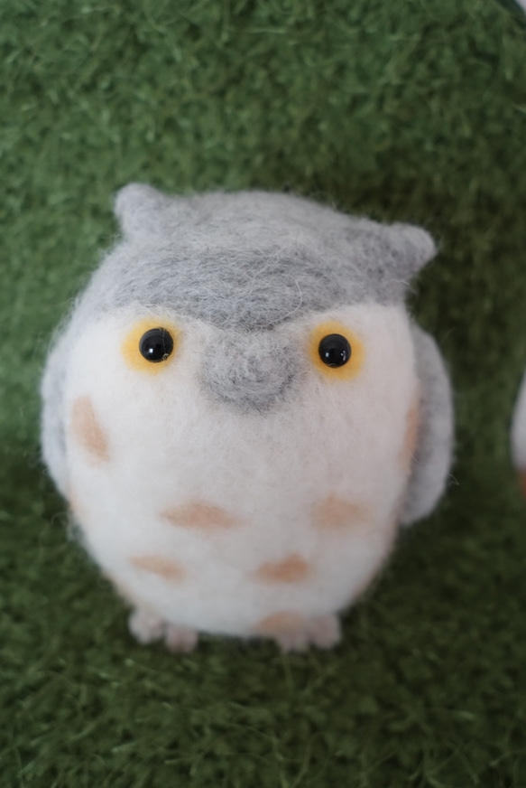 ふくろう 羊毛フェルト　felt owl