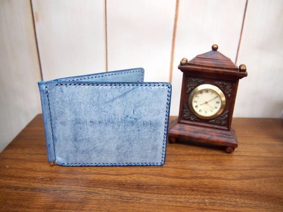 [On the way Series] Waxed leather Money Clip Wallet (Jeans)