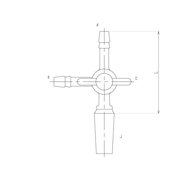 旭製作所 摺付三方コックII型 オス PTFEコック 15/20 80mm 2456-1M 1個 65-1838-14（直送品）