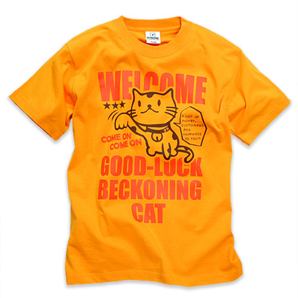 SCOPYネコTシャツ「BECKONING CAT」Gイエロー