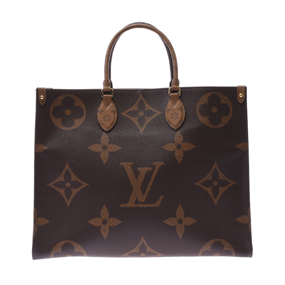 LOUIS VUITTON ルイヴィトン モノグラム リバース オンザゴーGM 2WAYトート ブラウン M45320 ユニセックス モノグラムリバースキャンバス ハンドバッグ Aランク 中古 