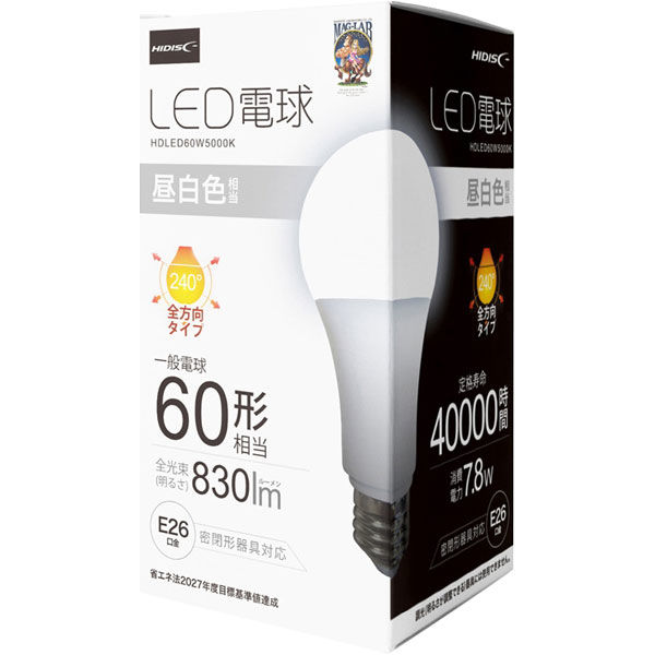 磁気研究所 LED電球 60W相当 全方向 4万時間タイプ E26口金