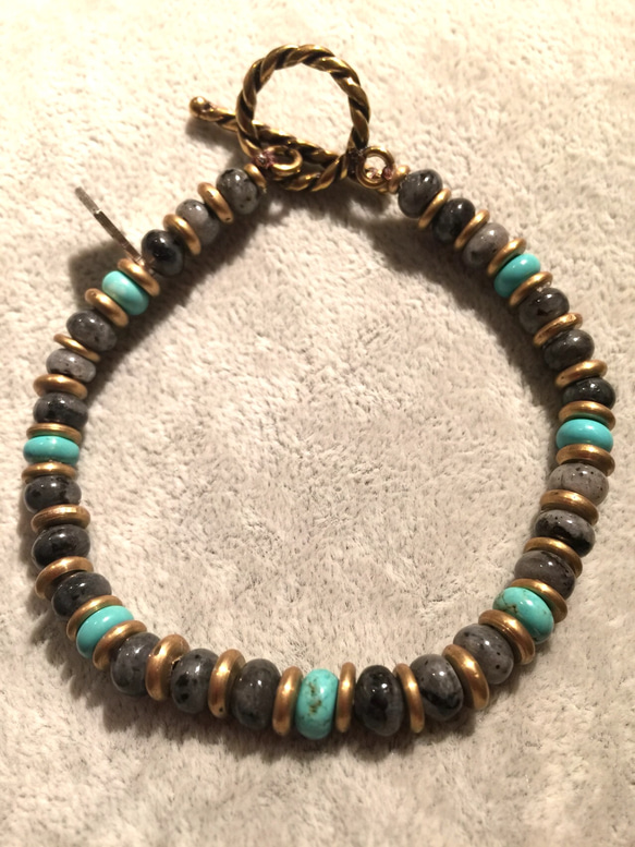 【BG】Larvikite & Turquoise Bracelet〈BG16B0009M〉