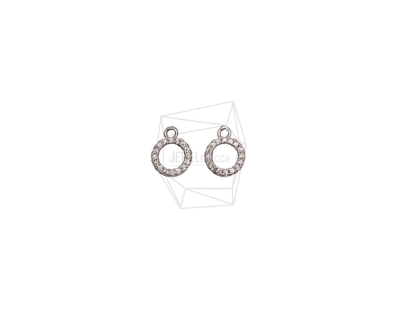 PDT-2785-R【2個入り】CZラウンドペンダント,Cubic Zirconia Setting round