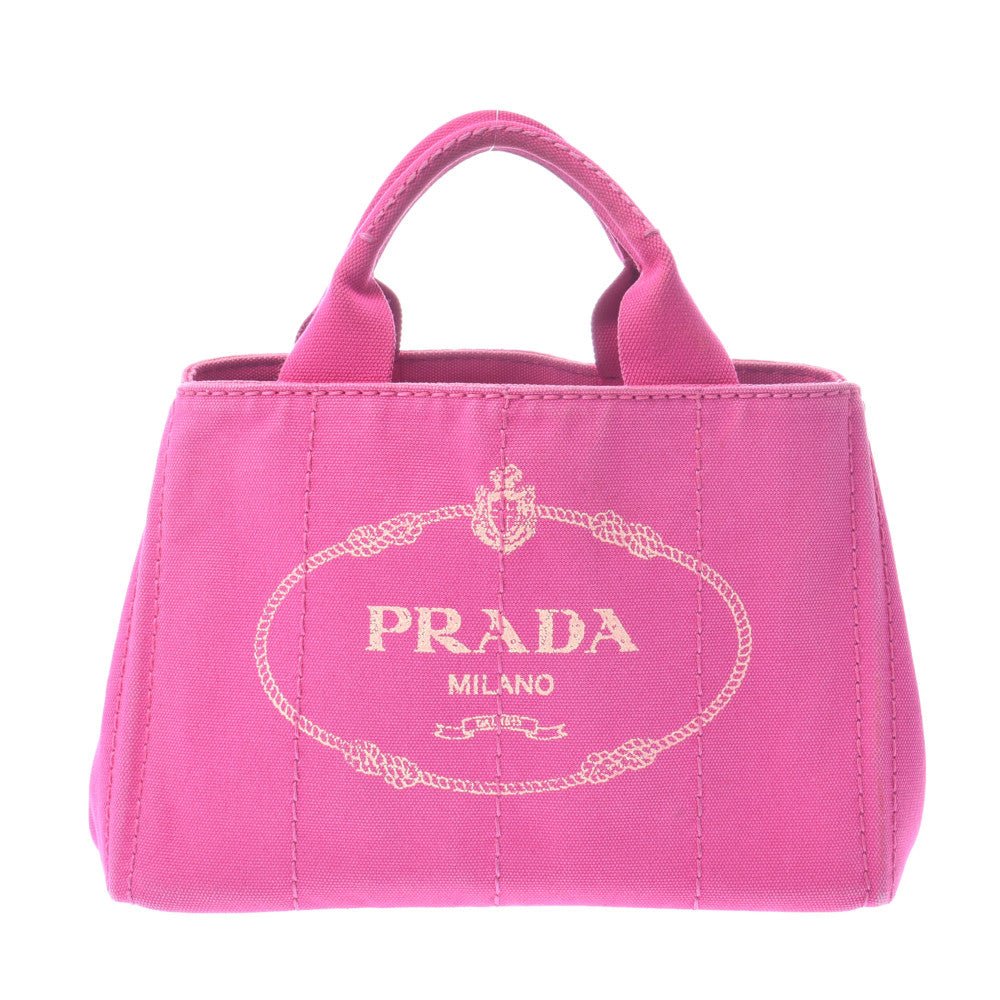 PRADA プラダ カナパミニ フューシャピンク レディース キャンバス トートバッグ Bランク 中古 