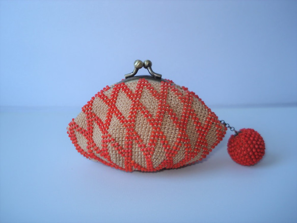 Beaded Purse --Caramel Orange-- 格子