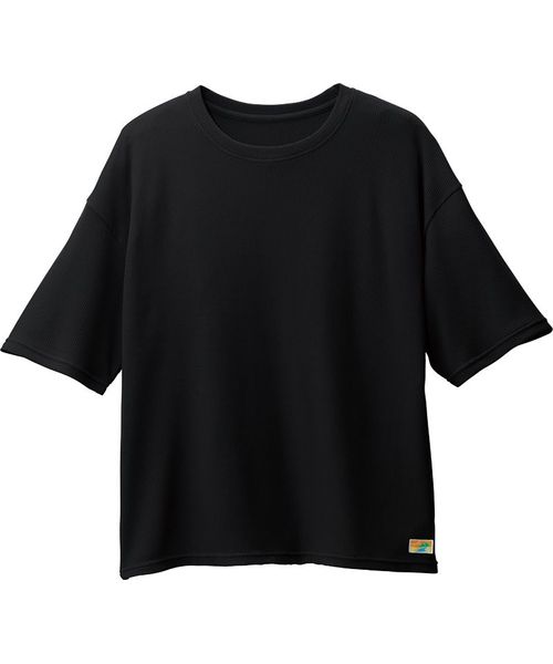 AQA/PLWAQAワッフルTシャツメンズ BK LL