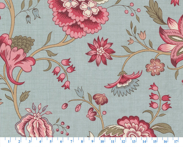 ハーフカットsize！『Moda モダ　Antoinette　アンティーク調の花柄　グリーン』～52×50㎝カット済み～