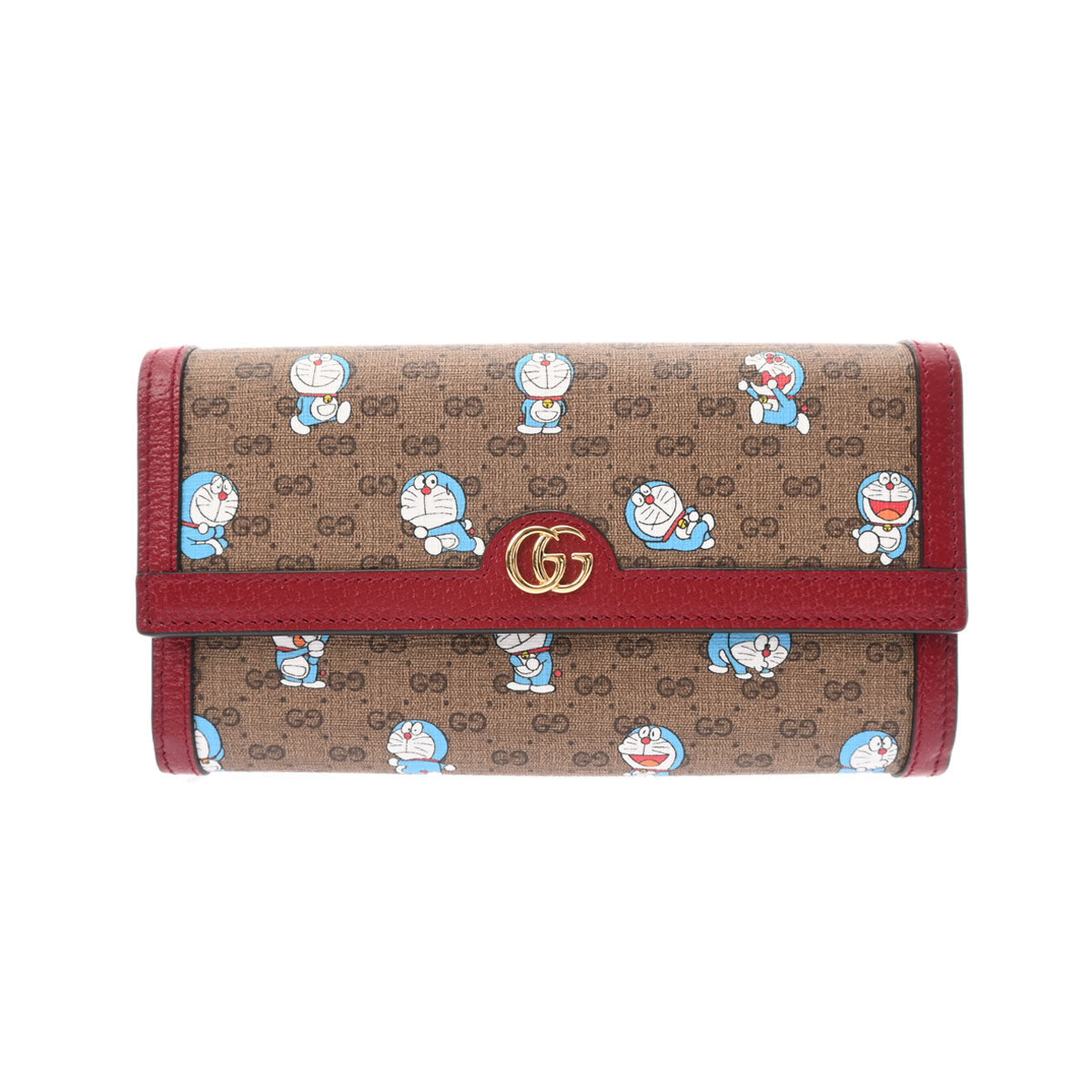 GUCCI グッチ ドラえもんコラボ ベージュ/レッド ゴールド金具 647786 レディース GGスプリームキャンバス レザー 長財布 未使用 