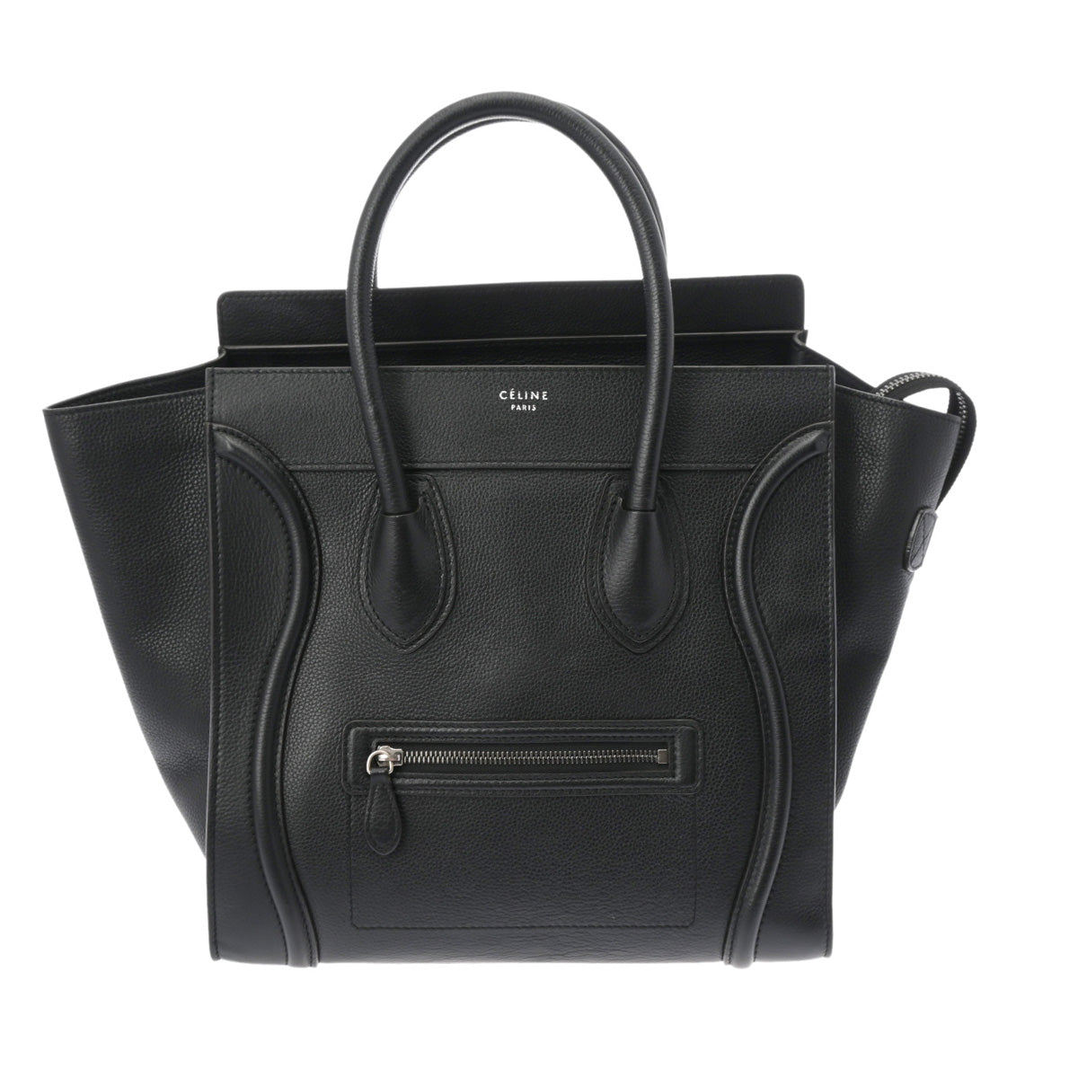 CELINE セリーヌ ラゲージ ミニショッパー 黒 165213 レディース ドラムドカーフ ハンドバッグ Bランク 中古 