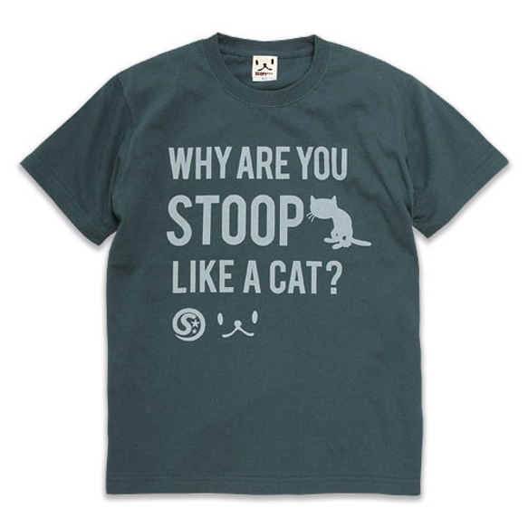 SCOPYネコTシャツ「猫背」  スレート