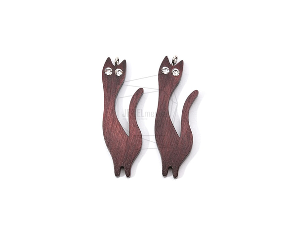 BSC-618-G【2個入り】ネコウッドビーズ,Cat Wooden Beads /17mm x 49mm