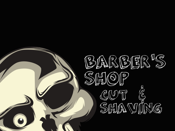 ドクロなbarbersロゴデザイン SHOP名入れ無料