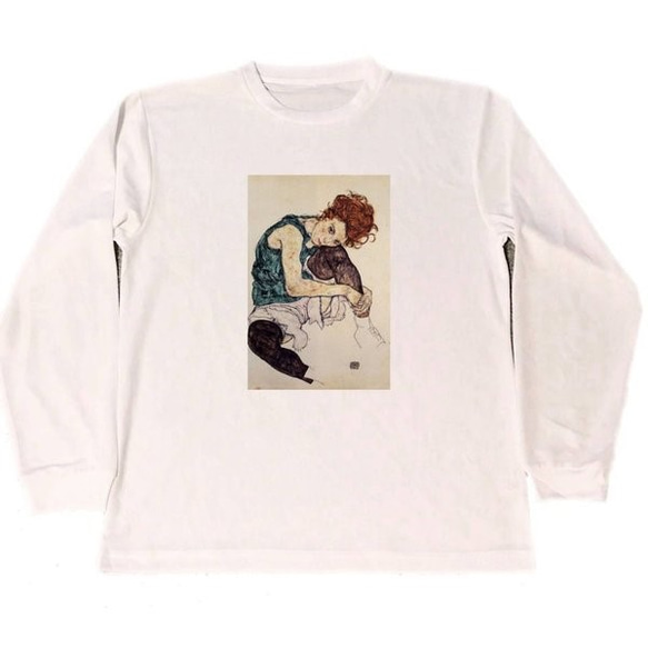 エゴンシーレ　ロングドライＴシャツ　美女　グッズ　名画　絵画　ロンT　長袖