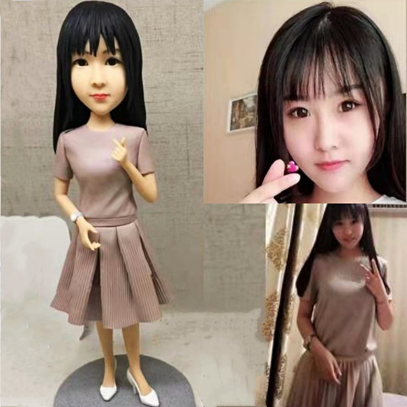 【オーダーメイド】お写真入から 3D 肖像画 似顔絵 人形 フィギュア 彼氏 彼女 誕生日ケーキトッパー 記念日カップル