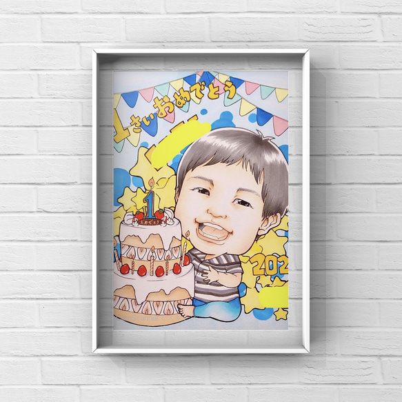 似顔絵　にがおえ　誕生日　コピック画