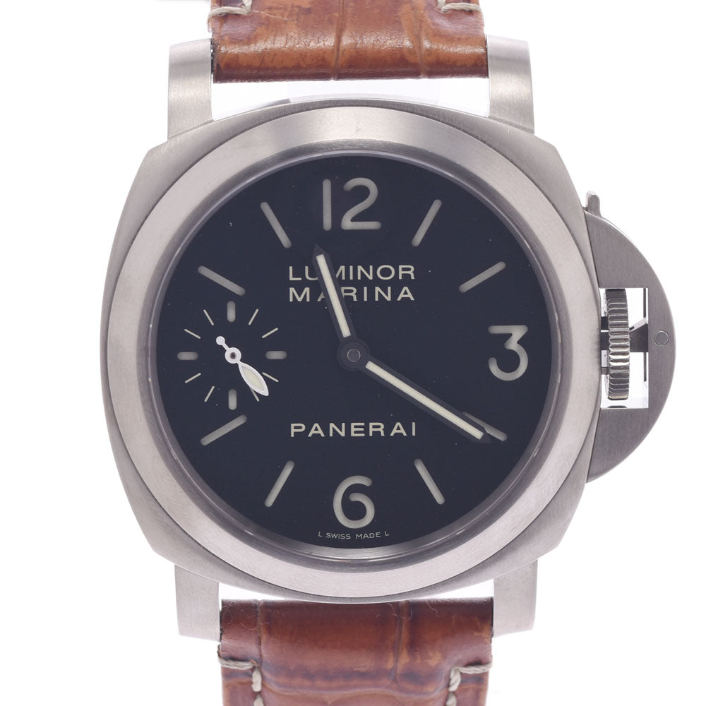 OFFICINE PANERAI オフィチーネパネライ ルミノール マリーナ PAM00177 メンズ SS/革 腕時計 手巻き 黒文字盤 Aランク 中古 