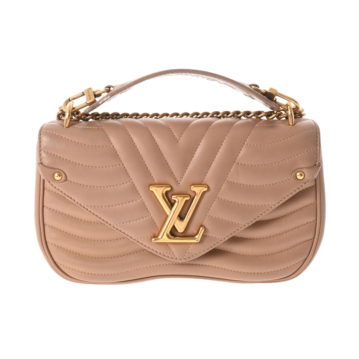 LOUIS VUITTON ルイヴィトン ニューウェーブ チェーンバッグ MM  ベージュ レディース カーフ 2WAYバッグ Bランク 中古 