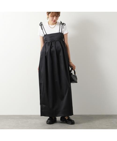 GANNI ワンピース Double Satin String Long Dress F8582 6653