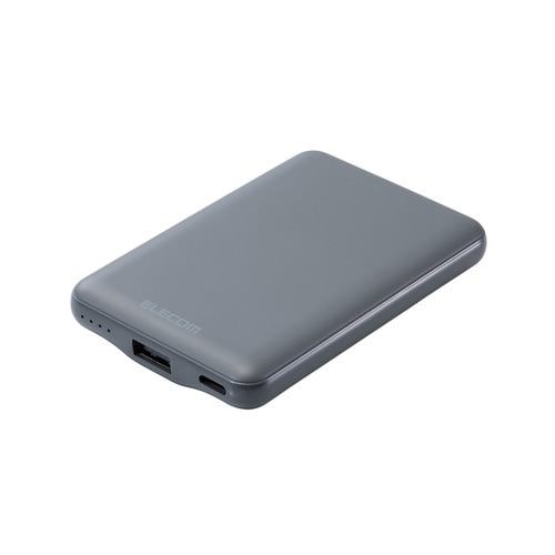 エレコム DE-C45-5000DGY 薄型コンパクトモバイルバッテリー(5000mAh/3A/C×1＋A×1) ダークグレーiPhone iPad Pixel Galaxy Xperia 等対応