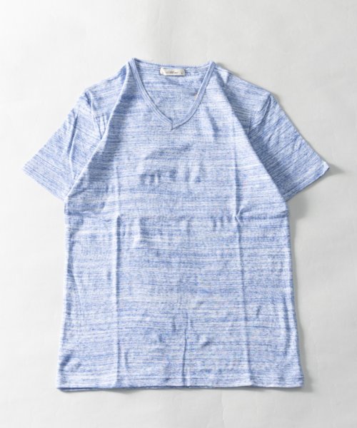 スリムフィット 引き揃え杢 フライス Vネック ショートスリーブTシャツ