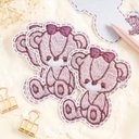 ダイカットメモ - ワッペン風メモ テディベア(くま) / 刺繍イラストNo.5