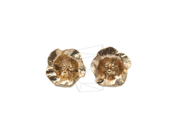 ERG-837-MG【2個入り】フラワーピアス,Flower Earring Post/19mm X 20mm