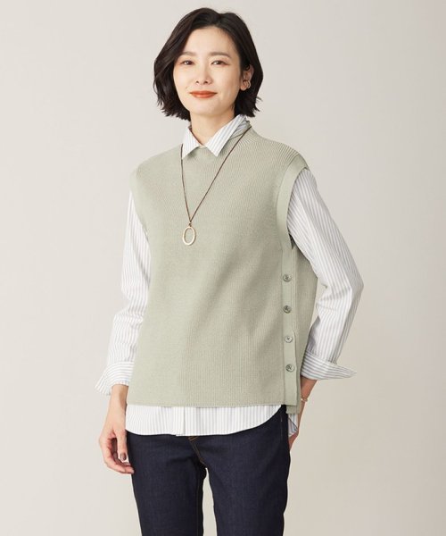 【洗える】CLEAR COTTON BLEND ニット ベスト