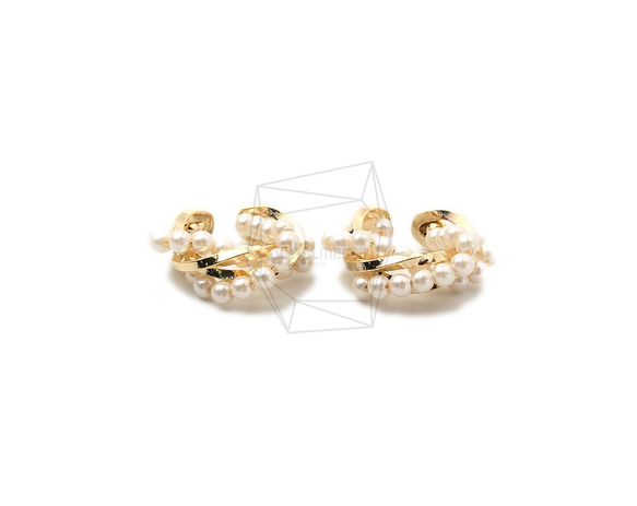 ERG-1505-G【2個入り】パールラウンドイヤーカフ/Pearl Round Earcuffs Earrings