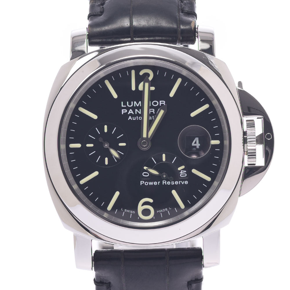 OFFICINE PANERAI オフィチーネパネライ ルミノール  パワーリザーブ  PAM00090 メンズ SS/革 腕時計 自動巻き 黒文字盤 Aランク 中古 