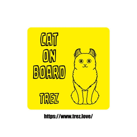 全8色 名前入り CAT ON BOARD アメリカンカール ラインアート マグネット