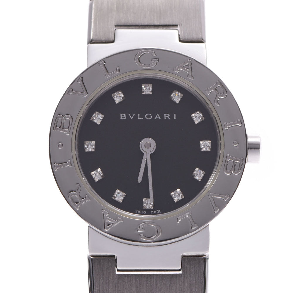 BVLGARI ブルガリ ブルガリブルガリ23 12Pダイヤ BB23SS レディース SS 腕時計 クオーツ 黒文字盤 ABランク 中古 