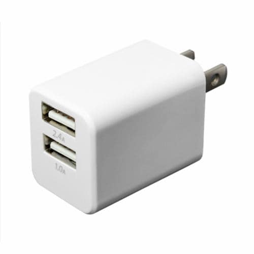 ミヨシ MBP-24U／WH USB-ACアダプタ 2.4A 2口タイプ ホワイト