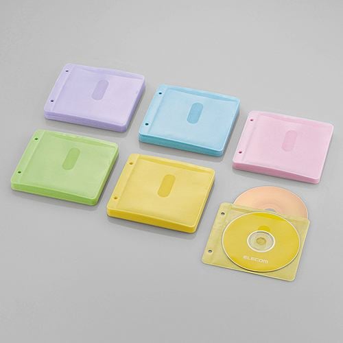 エレコム Blu-ray・CD・DVD対応不織布ケース 2穴 アソートカラー 60枚(両面収納) CCD-NBWB120ASO