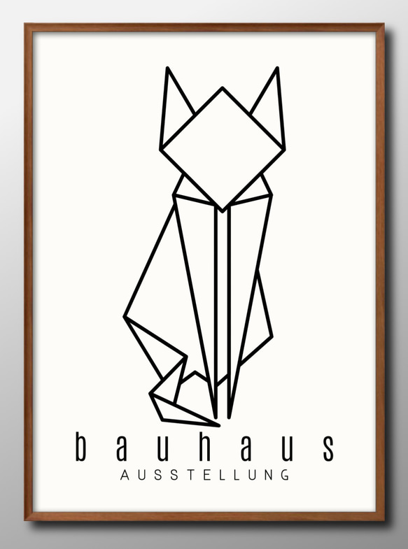 13595　ポスター　絵画　A3サイズ『ネコ　バウハウス　BAUHAUS』アート　イラスト　デザイン　上級マット紙　北欧