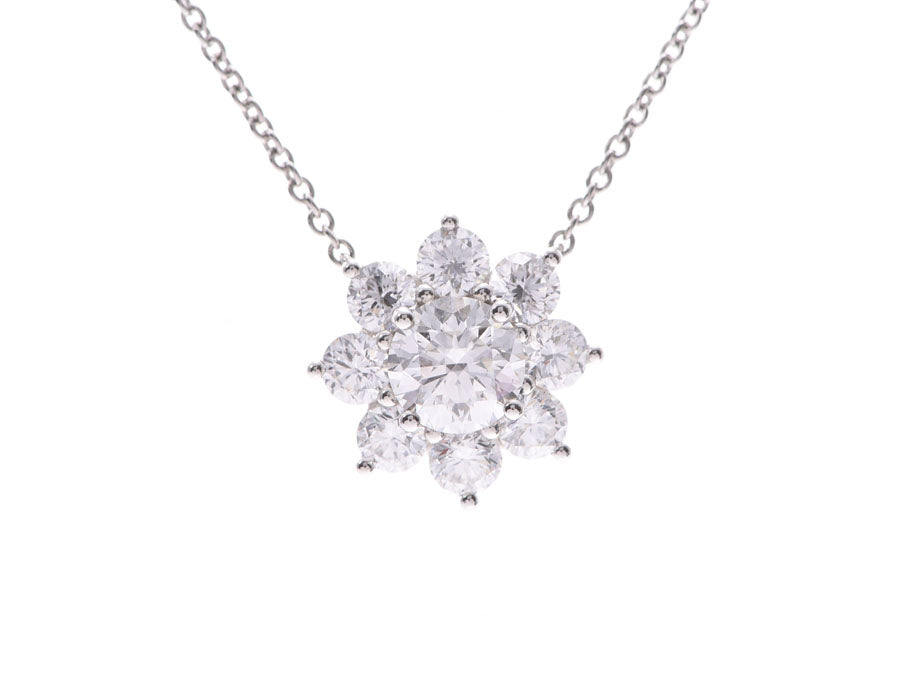 ハリーウィンストン サンフラワー ネックレス レディース Pt950 ダイヤ0.72ct 5.8g Aランク 美品 HARRY WINSTON 箱 ギャラ 中古 