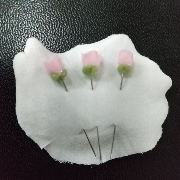 薔薇のまち針 ピンク3本セット