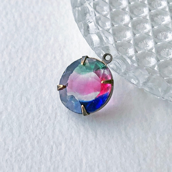 Glass Pendant Round 約16mm×13mm [PDT-384]＊1個＊Vintage＊