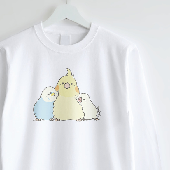 長袖Tシャツ（MOFU MOFU BIRD / セキセイインコとオカメインコと白文鳥）