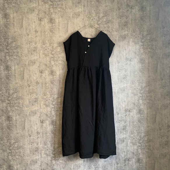 バンブーリネン ギャザーワンピース Bamboo linen 10years dress