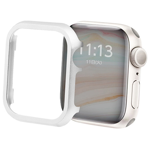 GAACAL Apple Watch Series 7-8 [41mm]用メタリックフレーム シルバー W00114S5